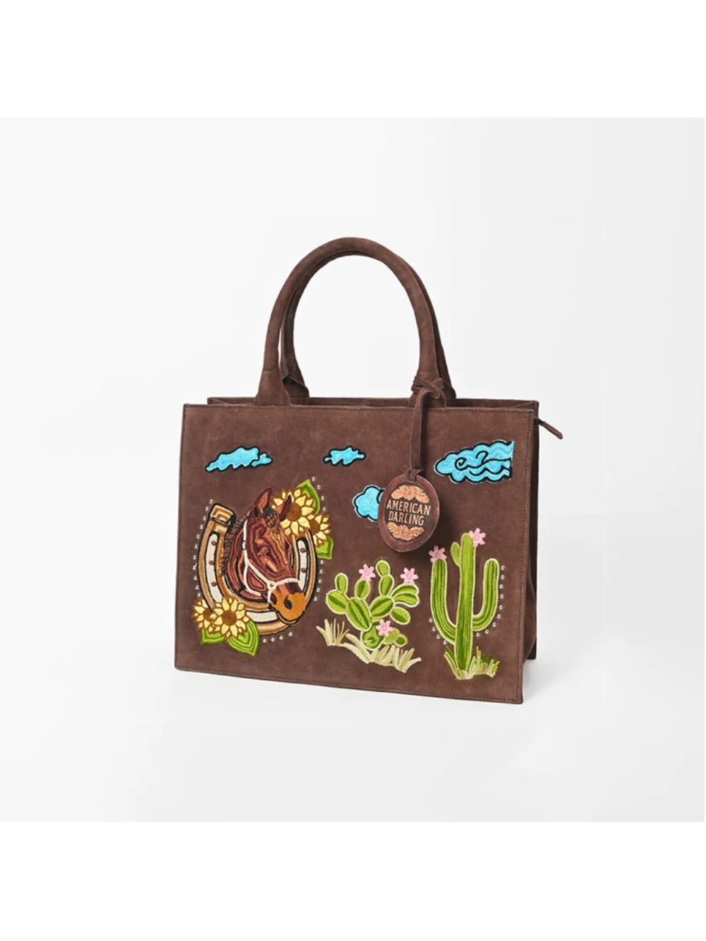 American Darling Lucky leather Horseshoe Western Tote Bag - Picture 2 of 9